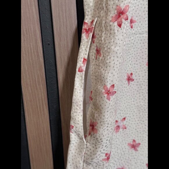 Rebecca Taylor Dress Medium V Neck Floral Pocket Metallic Polka Dot Ruffled Silk - Picture 6 of 10